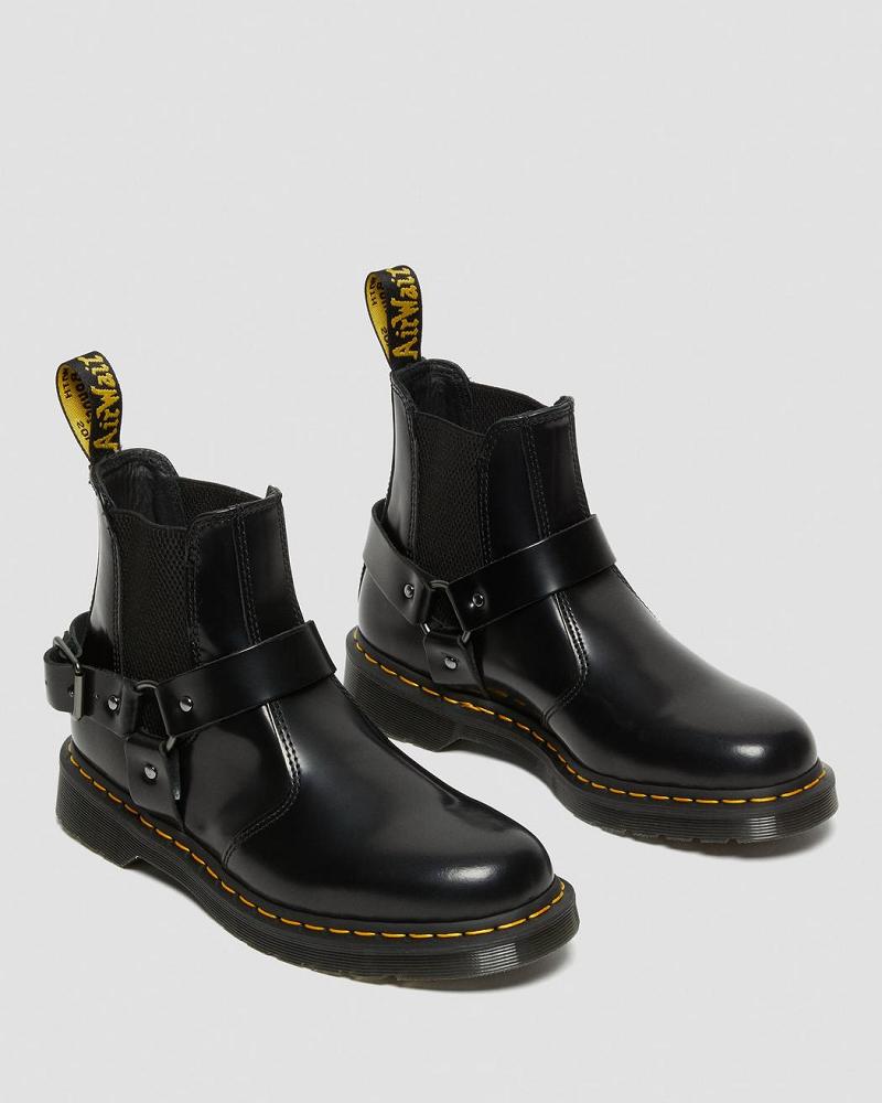 Dr Martens Wincox Smooth Leren Gesp Enkellaars Dames Zwart | NL 691BEX